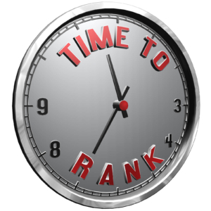 Photo of a clock with the words "Time to rank" to illustrate how updating your seo titles and meta descriptions on a mental health website can help psychiatrists, therapists & counselors rank better on Google.