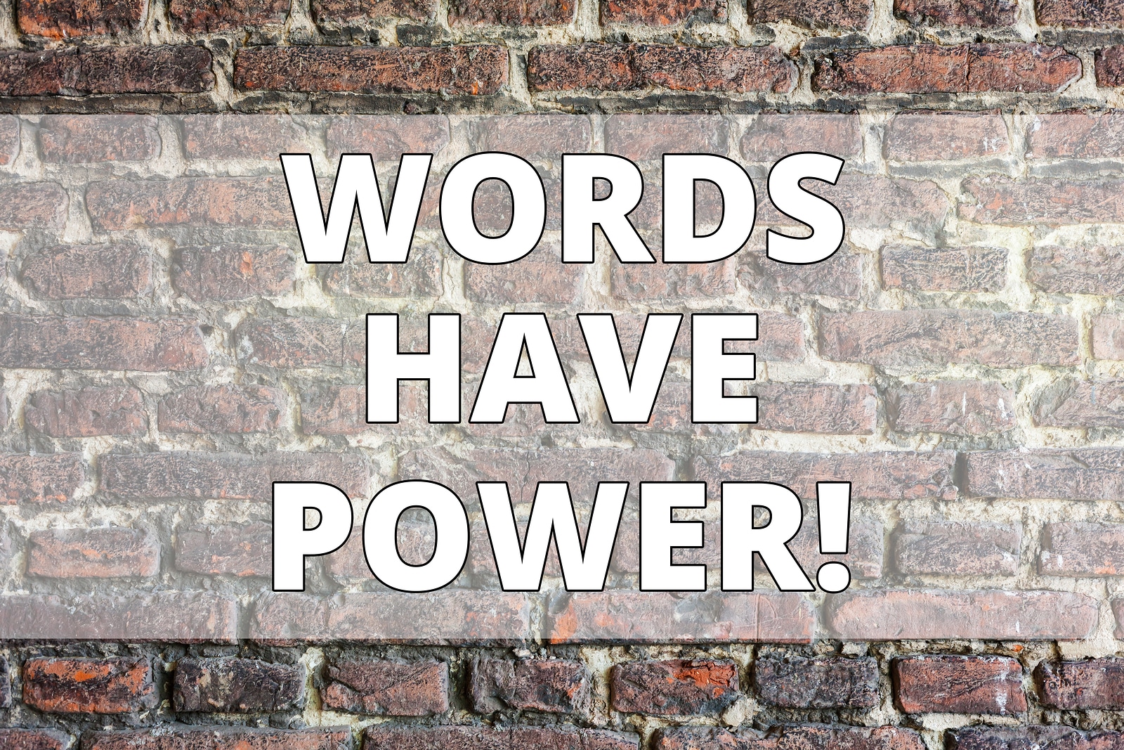 Brick wall with quote that says "words have power" . If you're wondering where should i use keywords on my website as a therapist?, you've come to the right place. If this is a burning question of yours, then read more about this topic on our blog on why we infuse th best keywords for mental health on your website