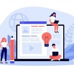 An image of animated people sitting on a computer representing the SEO help for finding ideal clients at simplified SEO consulting. | How to Build SEO for Therapists, How to rank on Google for Therapists, Is SEO Good for Therapists |
