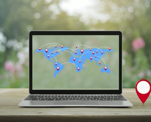 photo of a map on a computer representing telling google where you're located. Learn more SEO tips from an SEO specialist at Simplified SEO Consulting