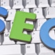 The letters "SEO" on top of a keyboard. This could symbolize the prevalence and importance of SEO consulting services. Simplified SEO consulting offers optimization options.