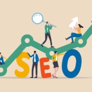 Graphic of individuals climbing a graph representing their SEO growth for Simplified SEO Consulting.