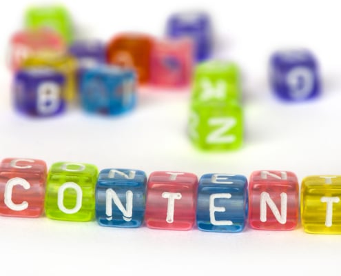 Image of colorful beads spelling "content." This image represents how you can work with an SEO services consultant for your private practice website to learn more about content as it relates to SEO.
