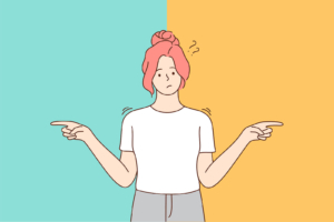 Animated woman with red hair against teal and yellow background. SEO help for therapists matters to your brand, but can be stressful. How do you know " what questions should i ask an seo specialist before hiring them to optimize my site?", we are here to help you if you're looking for monthly SEO here!