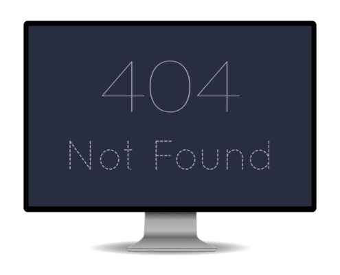 Photo of a computer with the words "404 Not Found" representing how reaching a 404 error page can cause a poor user experience and highlighting the need for 302 or 301 redirects.