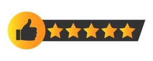 5 stars and a thumbs up representing a counseling client who has given their therapist a 5 star review on GMB and now the practice owner is responding to that review.