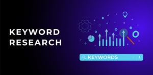Graphic with the word "keyword research" and a graph representing how this blog post describes effective keyword research tools for therapists, counselors, psychiatrists & psychologists