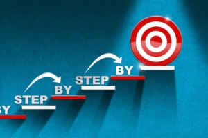 photo of steps moving toward a target representing how a technically sound website is the first step moving toward better SEO.