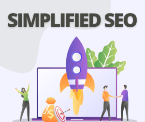 Image of a rocket with the text " Simplified SEO". If you're looking to BOOST SEO for therapists, reach out to simplified SEO consulting today! 