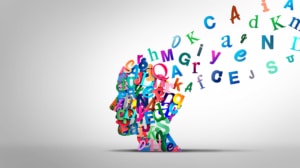 Image of a bunch of letters and numbers in the shape of a head representing the confusion that can be felt when dealing with SEO for therapists in chicago. 
