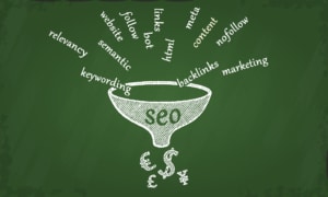 A graphic representing an SEO funnel with different terms going into it including “follow, links, bot, html, and backlinks”. This could symbolize improving private practice SEO by gaining new backlinks for therapists. Learn more about improving therapist SEO today. 