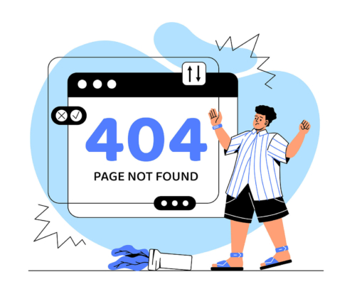 A 404 page not found icon.