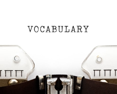 A typewriter typing the word vocabulary. Learning SEO vocab can be a fun journey! Schedule a consultation with our SEO specialists today!