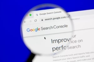 A close up of google search console in a search bar. Learn how seo for counselors can be improved by searching for how to rank on google for therapists. 
