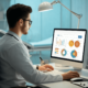 Doctor analyzing website performance data on a computer, representing the role of a medical practices SEO consultant and the benefits of doctor SEO consulting for online visibility.