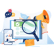 Illustration of SEO analysis with a magnifying glass, charts, and notifications. Functional medicine SEO can help your practice grow online. Work with a medical practices SEO consultant in the United States for expert support and ongoing guidance.