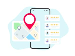 An illustration highlighting location pins and online searches, symbolizing how local SEO for doctors and local SEO doctors marketing help medical professionals connect with nearby patients. A medical practice local SEO company can use these strategies to strengthen online presence. 