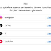 A screenshot of Google Search Console platform connection screen, showing Instagram & other social medias. Social media marketing for therapists is evolving. Learn why Google Search Console is important for reaching ideal clients.