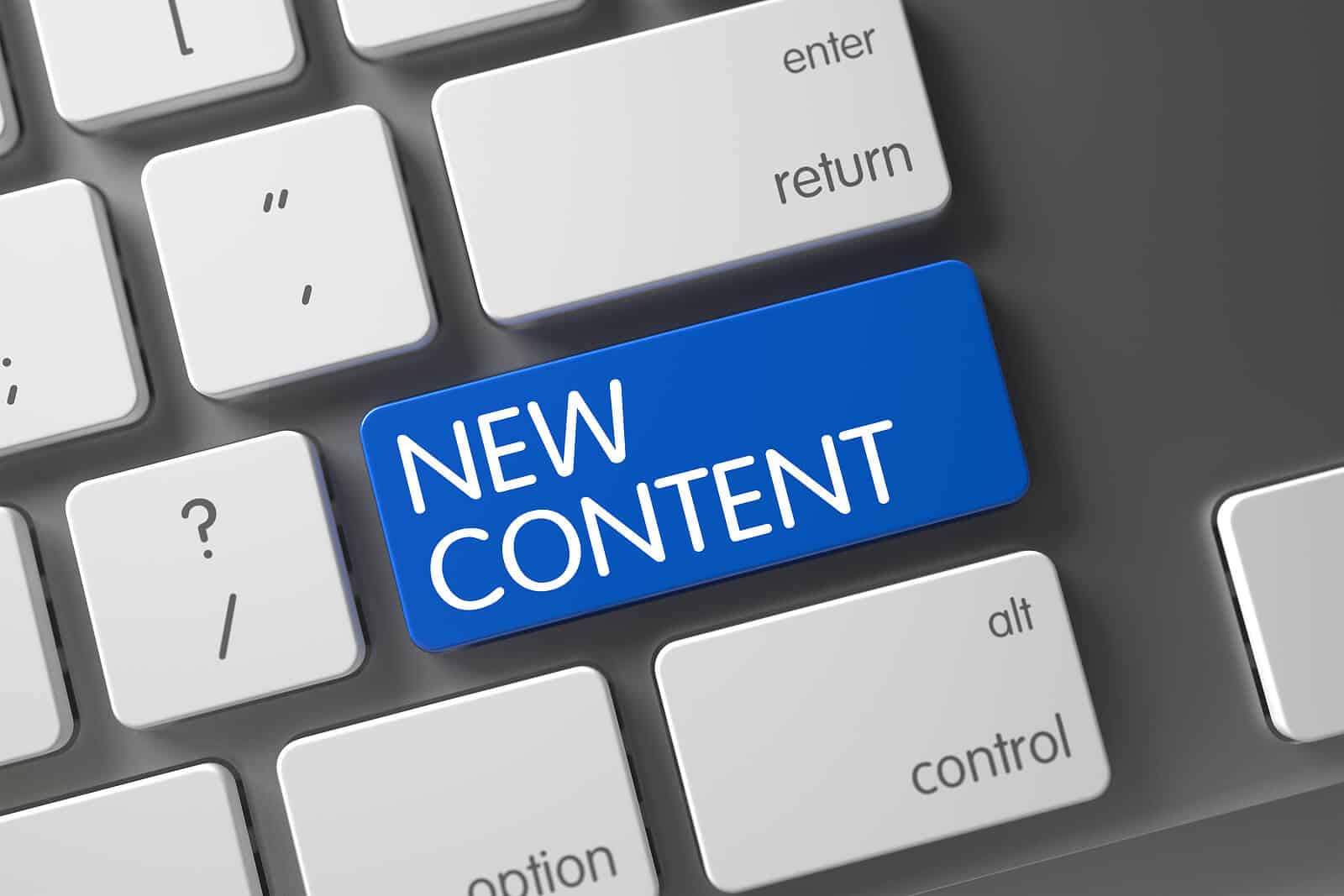 A keyboard highlights a blue "New Content." How can SEO consultants help you create content AI tools are more likely to reference? SEO services for therapists include building content structured for both readers and AI systems.
