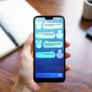 A hand holds a smartphone displaying a chatbot conversation. What makes content more likely to be picked up by AI-driven search tools? Therapist SEO strategies now account for how AI models source and reference information.